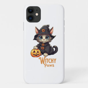 Capa Para iPhone 11 Gato de Halloween Patas Bruxa
