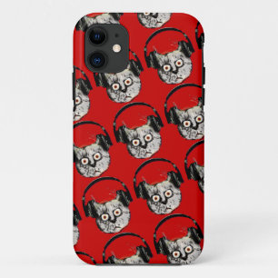 Capa Para iPhone 11 gato do DJ da música com auscultadores