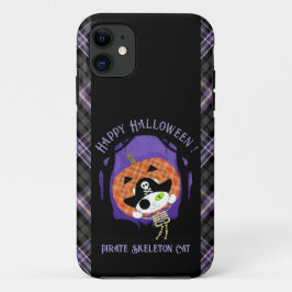 Capa Para iPhone 11 Gato e pelado de esqueleto pirata