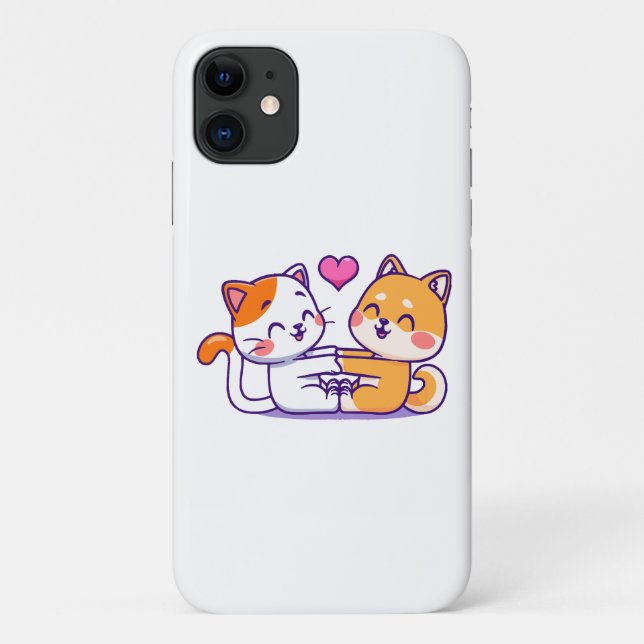 Capa Para iPhone 11 Gato E Shiba Inu (Verso)