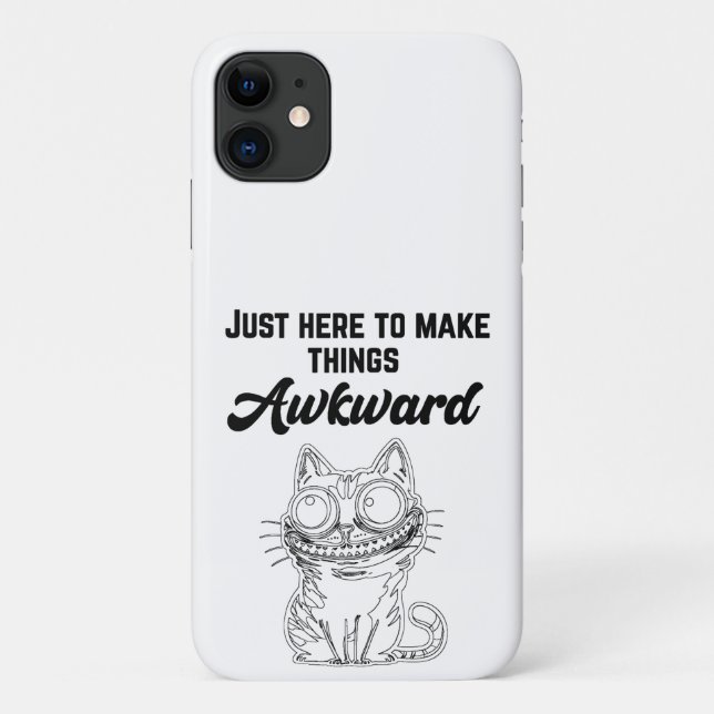 Capa Para iPhone 11 Gato Engraçado - Só aqui para fazer as coisas desc (Verso)