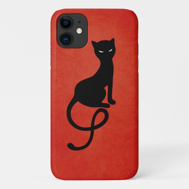 Capa Para iPhone 11 Gato Mau Preto Vermelho Gracioso (Verso)