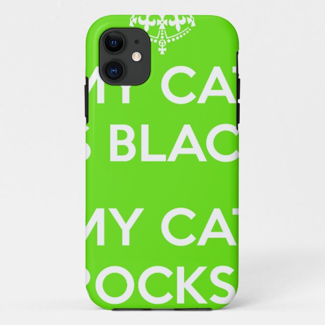 Capa Para iPhone 11 Gato negro rocha (Verso)