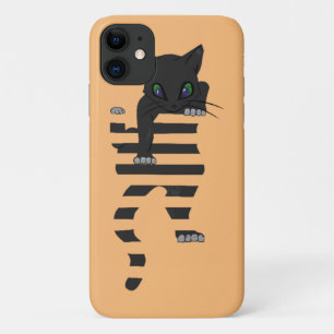Capa Para iPhone 11 Gato Negro sobe camiseta Ajustado essencial