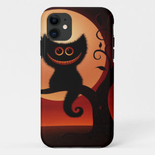 Capa Para iPhone 11 Gato Negro Sorridente de Whimsical
