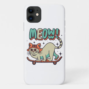 Capa Para iPhone 11 Gato Patinando Meow