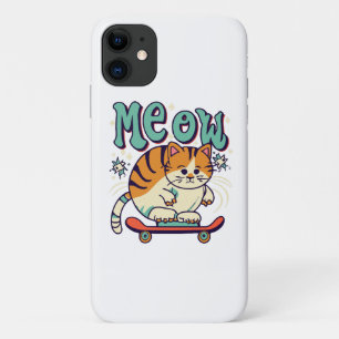 Capa Para iPhone 11 Gato Patinando Meow