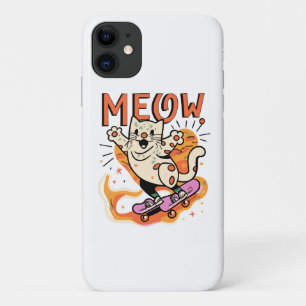 Capa Para iPhone 11 Gato Patinando Meow