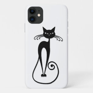 Capa Para iPhone 11 Gato preto branco e magro