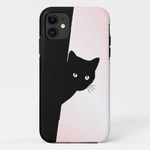 Capa Para iPhone 11 Gato Preto de Vento Rosa