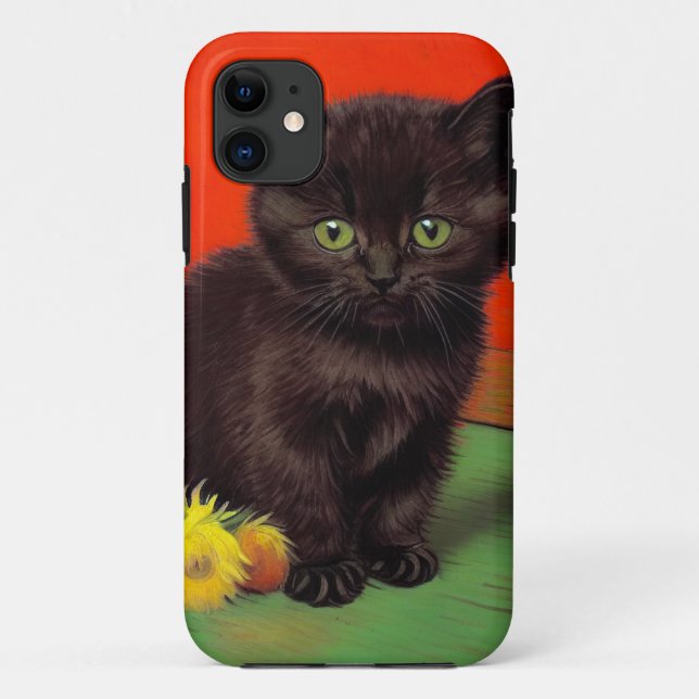 Capa Para iPhone 11 Gato Preto do Estilo Van Gogh (Verso)