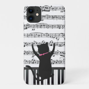 Capa Para iPhone 11 Gato Preto Em Chaves Piano
