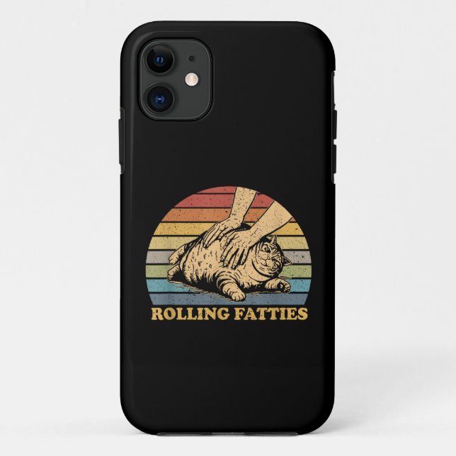 Capa Para iPhone 11 Gato Rolando Gorduras Engraçado (Verso)