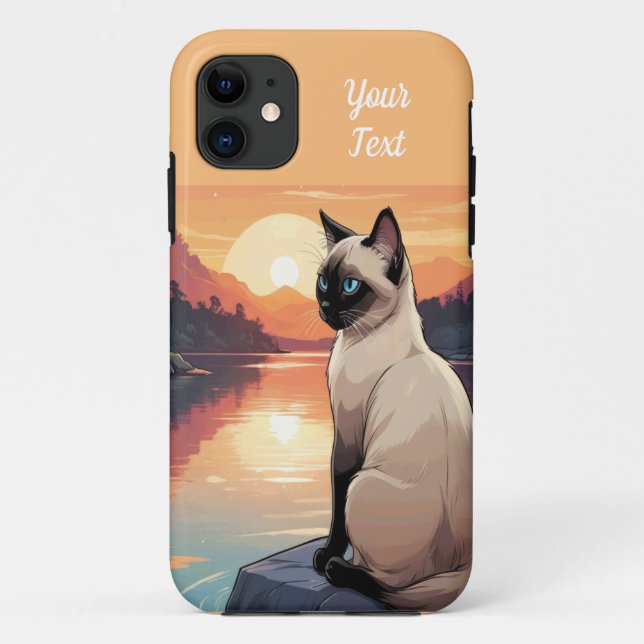 Capa Para iPhone 11 Gato Siamês por Lago (Verso)