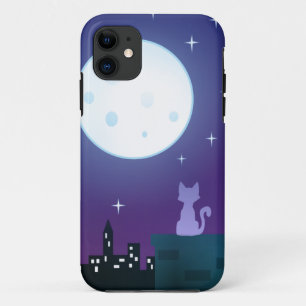 Capa Para iPhone 11 Gato sob a luz da lua