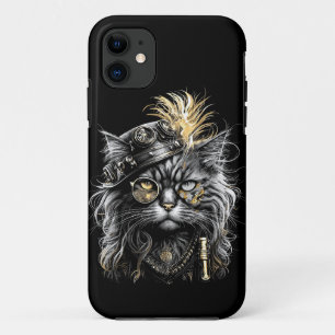 Capa Para iPhone 11 Gato Steampunk Incrível