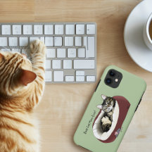 Gato Tabby Fofo Dia das Mães Verde