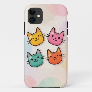 Capa Para iPhone 11 Gatos Cons Coloridos Mala Móvel