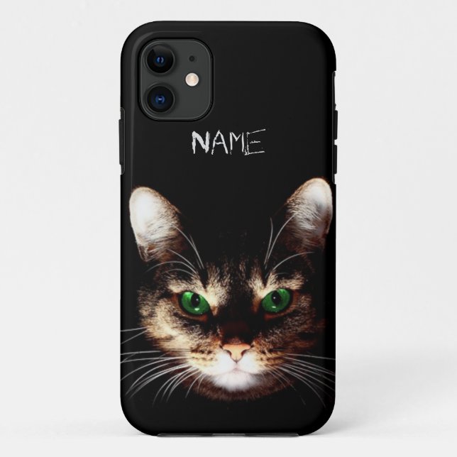 Capa Para iPhone 11 Gatos de Badass - olhos verdes (Verso)