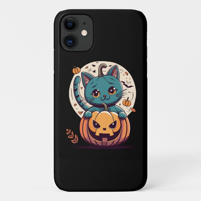 Capa Para iPhone 11 Gatos e Abóboras para um Feliz Halloween! (Verso)