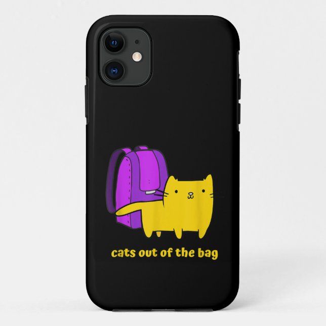 Capa Para iPhone 11 Gatos Engraçados Fora do Saco (Verso)