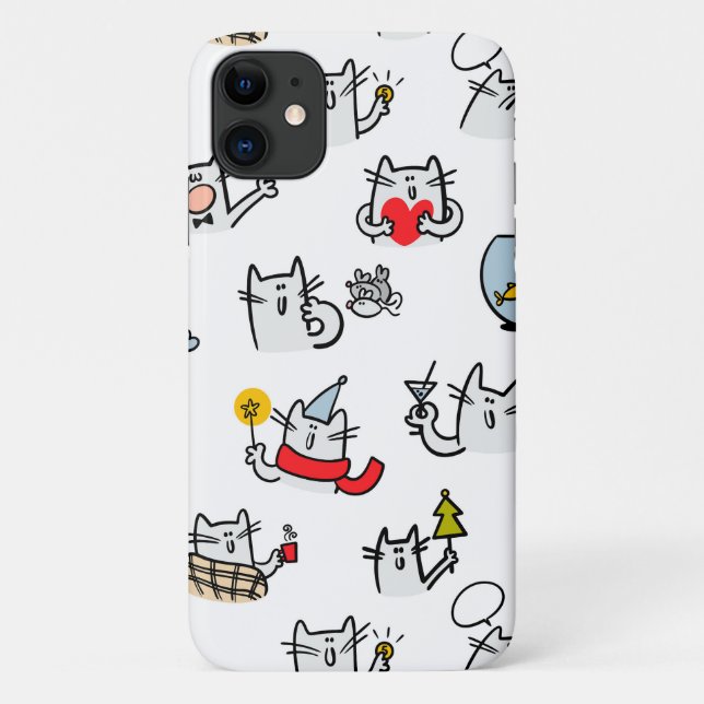 Capa Para iPhone 11 Gatos engraçados, leite e magia. (Verso)