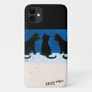 Capa Para iPhone 11 Gatos Negros na Neve, Louis Wain