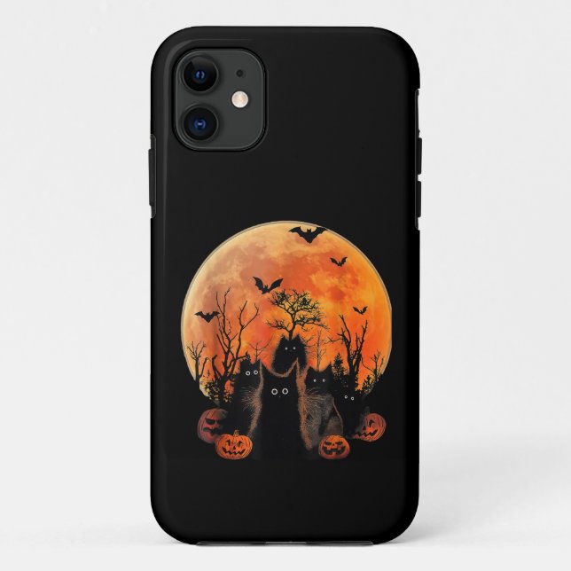 Capa Para iPhone 11 Gatos Pretos, Bengalados, Engraçados, Animais Pet  (Verso)