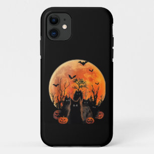 Capa Para iPhone 11 Gatos Pretos Lua Cheia Engraçado Amante de Animais