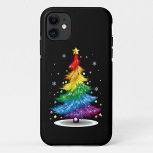 Capa Para iPhone 11 Gay LGBT Orgulho Rainbow Árvore de Natal Merry Xma