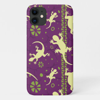 Capa Para iPhone 11 Gecko Lizards Padrão Verde Roxo Étnico
