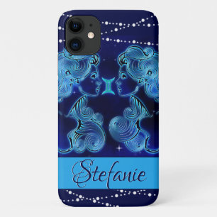 Capa Para iPhone 11 Gemini em Azul Escuro