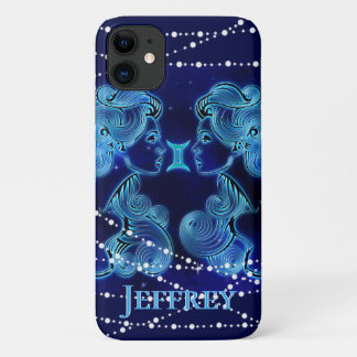 Capa Para iPhone 11 Gemini no Azul Negro II