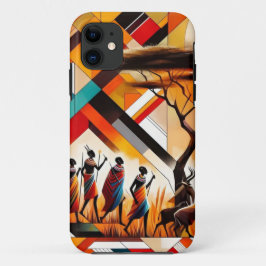Capa Para iPhone 11 Geométrico abstrato African Art Masai