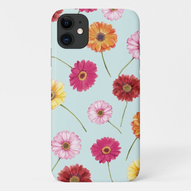 Capa Para iPhone 11 Gerbera,pink,red,orange,yellow  (Verso)