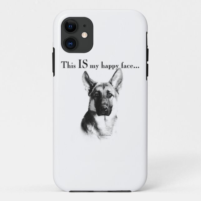 Capa Para iPhone 11 German shepherd de rosto feliz (Verso)