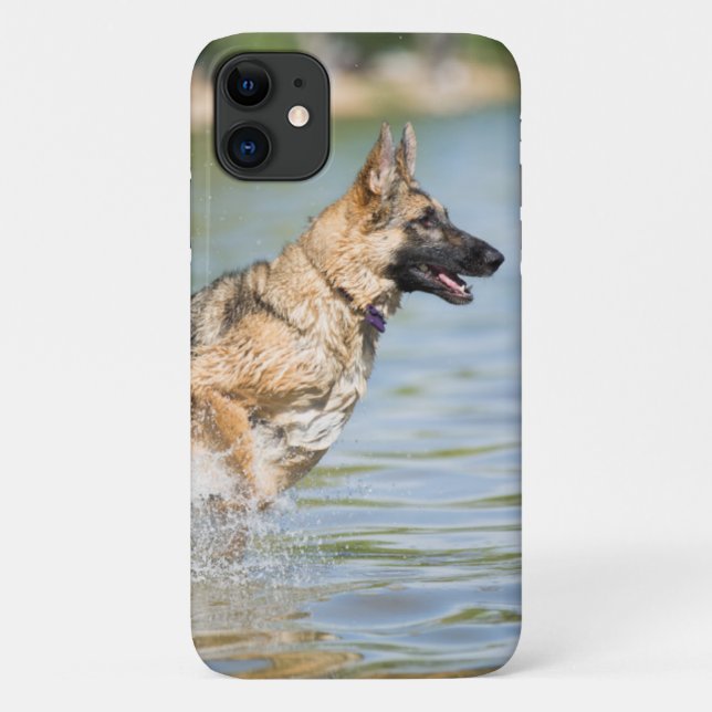 Capa Para iPhone 11 German shepherd Salta Em Água (Verso)