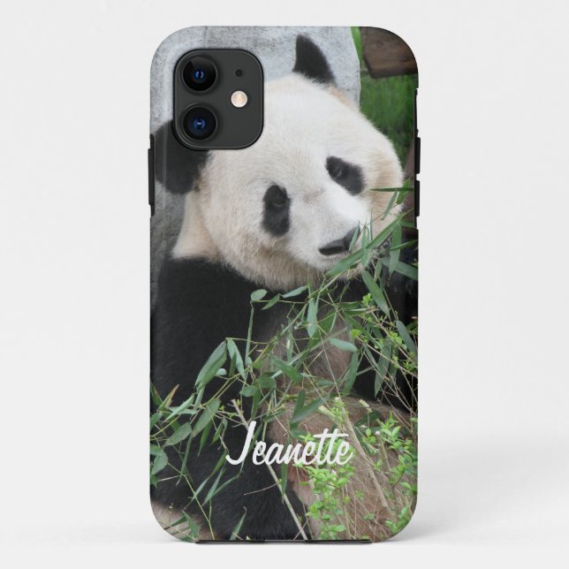 Capa Para iPhone 11 Giant Panda Bear, Nome Personalizado, (Verso)