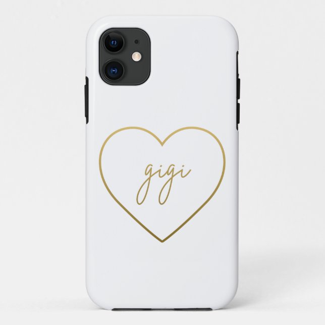 Capa Para iPhone 11 Gigi Elegante Ouro Gradient Heart Gift (Verso)