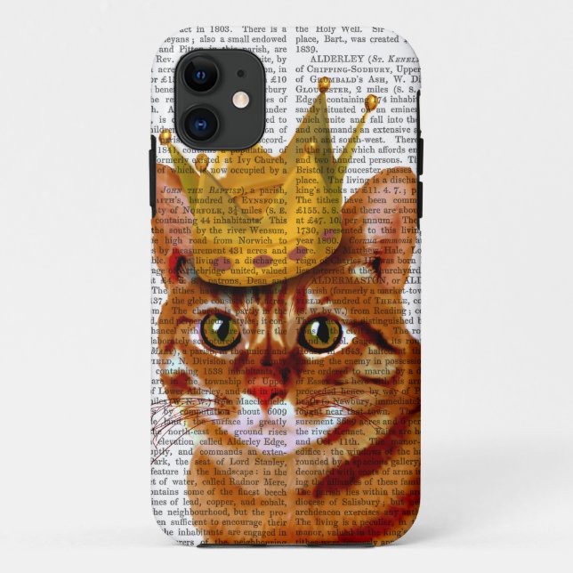 Capa Para iPhone 11 Ginger Cat com Crown Portrai (Verso)