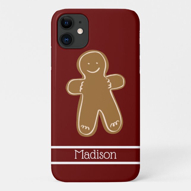 Capa Para iPhone 11 Gingerpão Homem Vermelho Nome Personalizado (Verso)