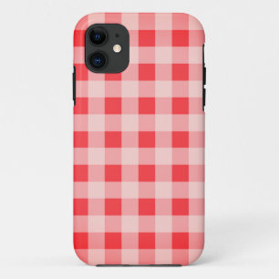 Capa Para iPhone 11 Gingham Vermelho Xadrez Brilhante