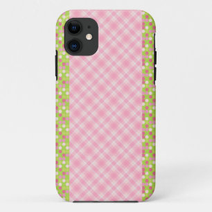 Capa Para iPhone 11 Ginham e pontos rosa