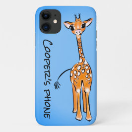 Capa Para iPhone 11 Girafa bonita - azul bebê