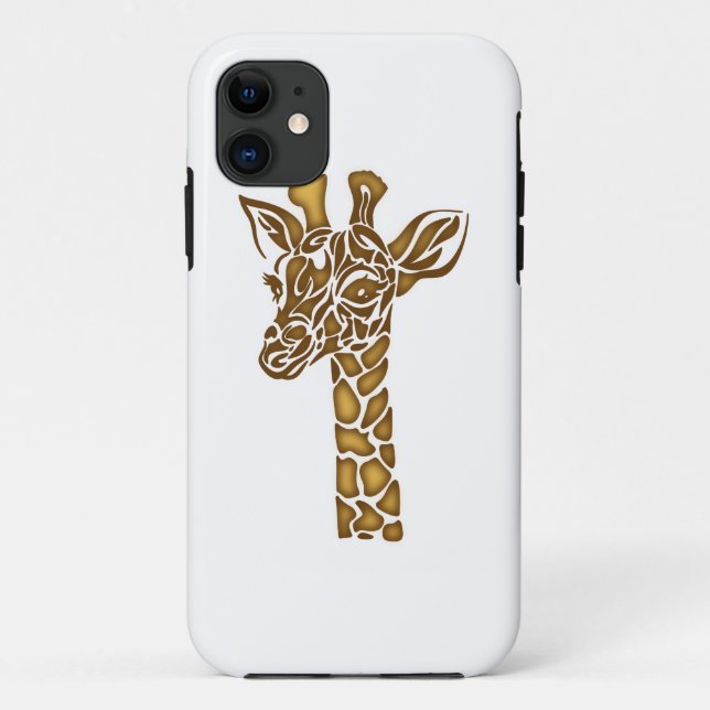 Capa Para iPhone 11 Girafa com ornamentos étnicos e tribais (Verso)