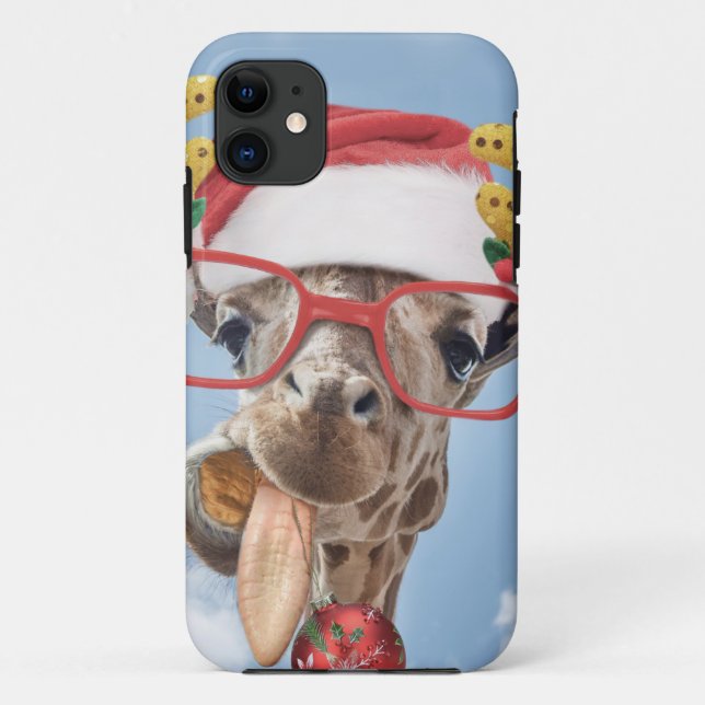 Capa Para iPhone 11 Girafa de Natal (Verso)