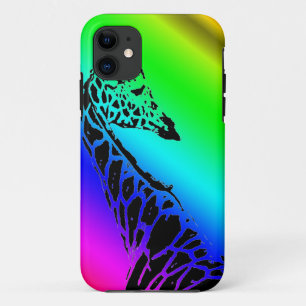 Capa Para iPhone 11 Girafa do arco-íris