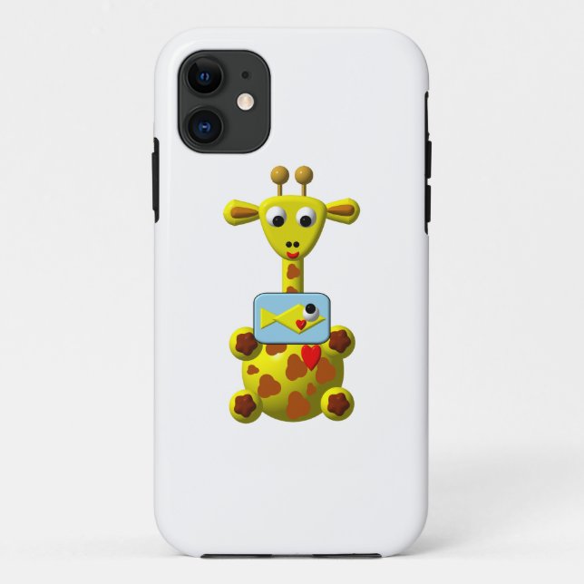 Capa Para iPhone 11 Girafa Fofa com Peixe Dourado (Verso)