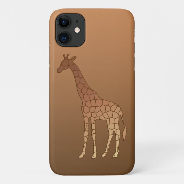 Capa Para iPhone 11 Girafa Geométrica Moderna, Cobre e Marrom (Verso)