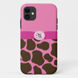 Capa Para iPhone 11 Girafa Rosa Monograma